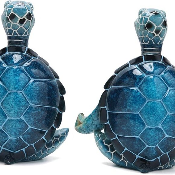 NEW 2PCS Sea Turtle Yoga Figurines Decoration Summer Meditating Sea Turtle Decor